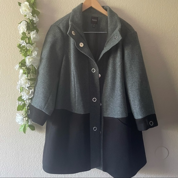 SOLD Rafaella Plus Size Black & Gray Color Block Outerwear Coat - Picture 2 of 9